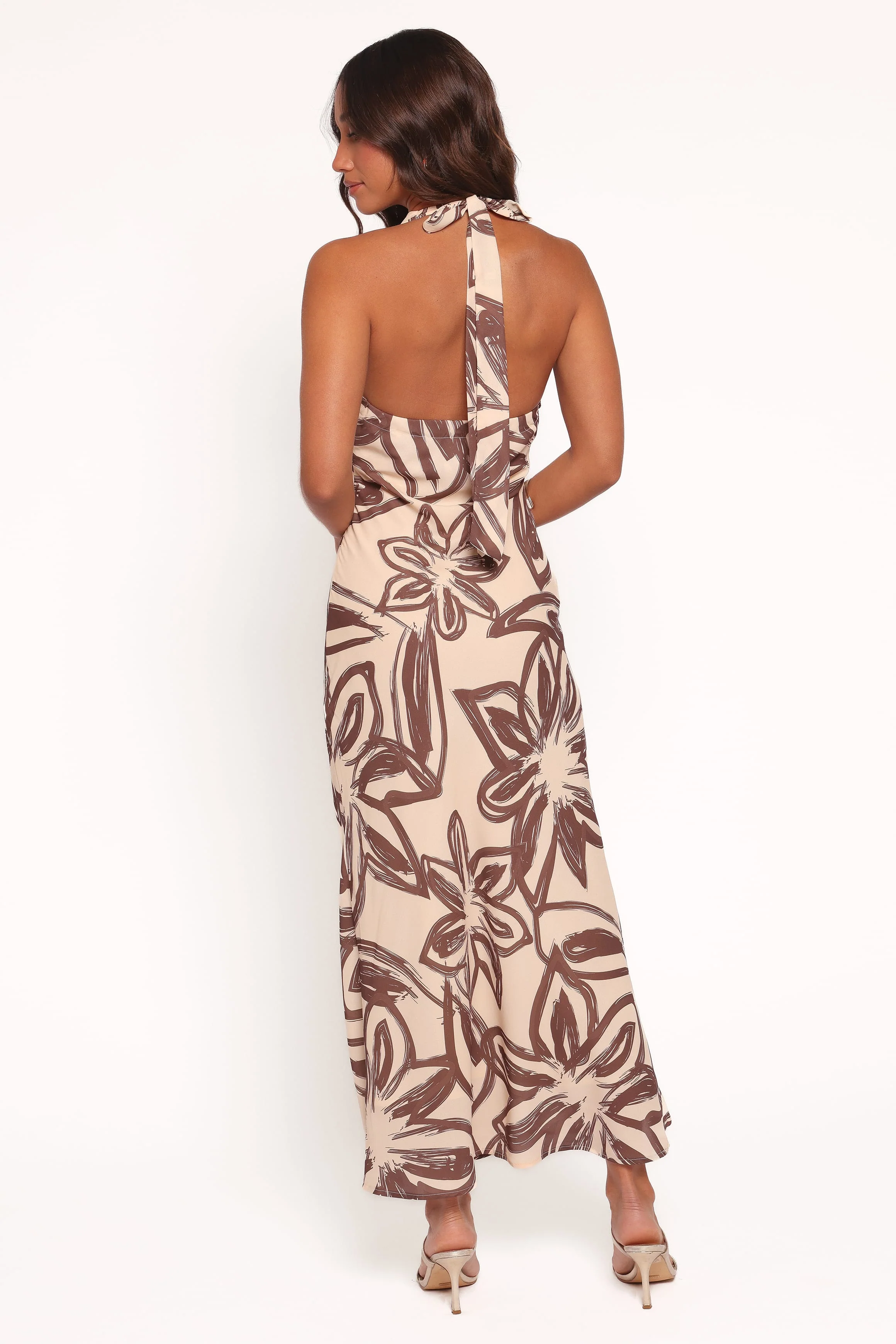 Warner Halter Dress - Cream/Brown - Image 4