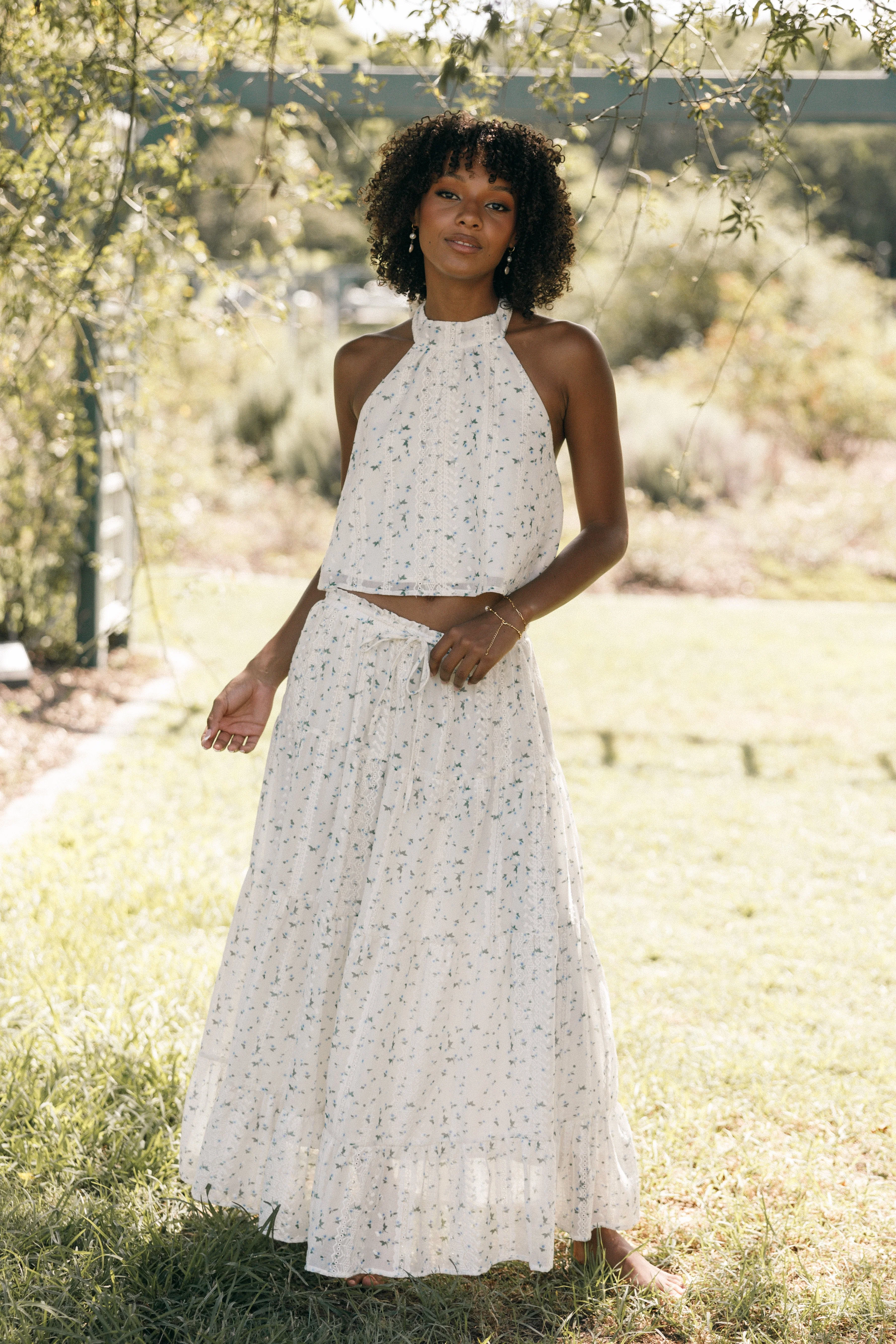 Willa Halterneck Top - Blue Floral - Image 3