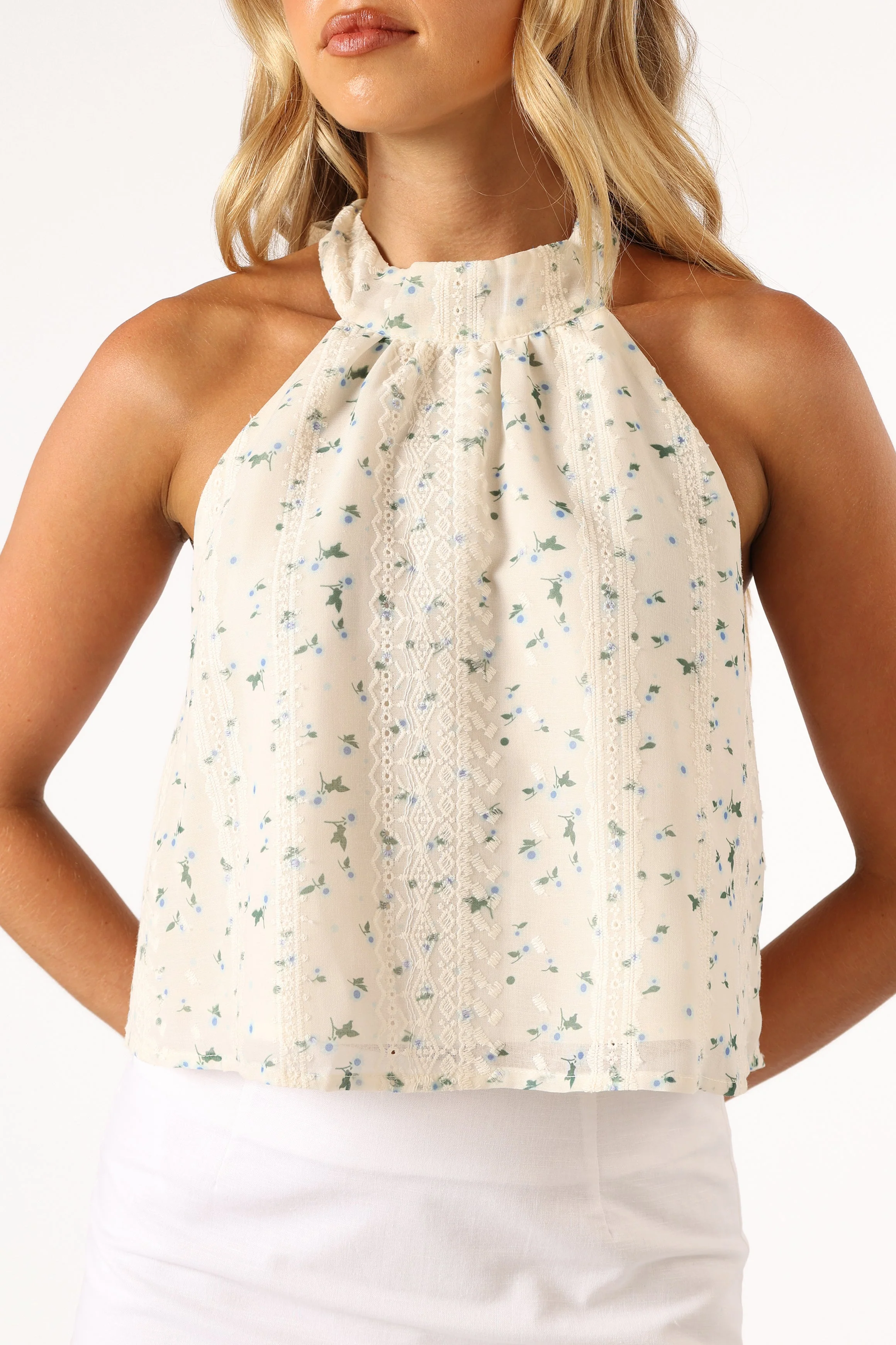 Willa Halterneck Top - Blue Floral - Image 9