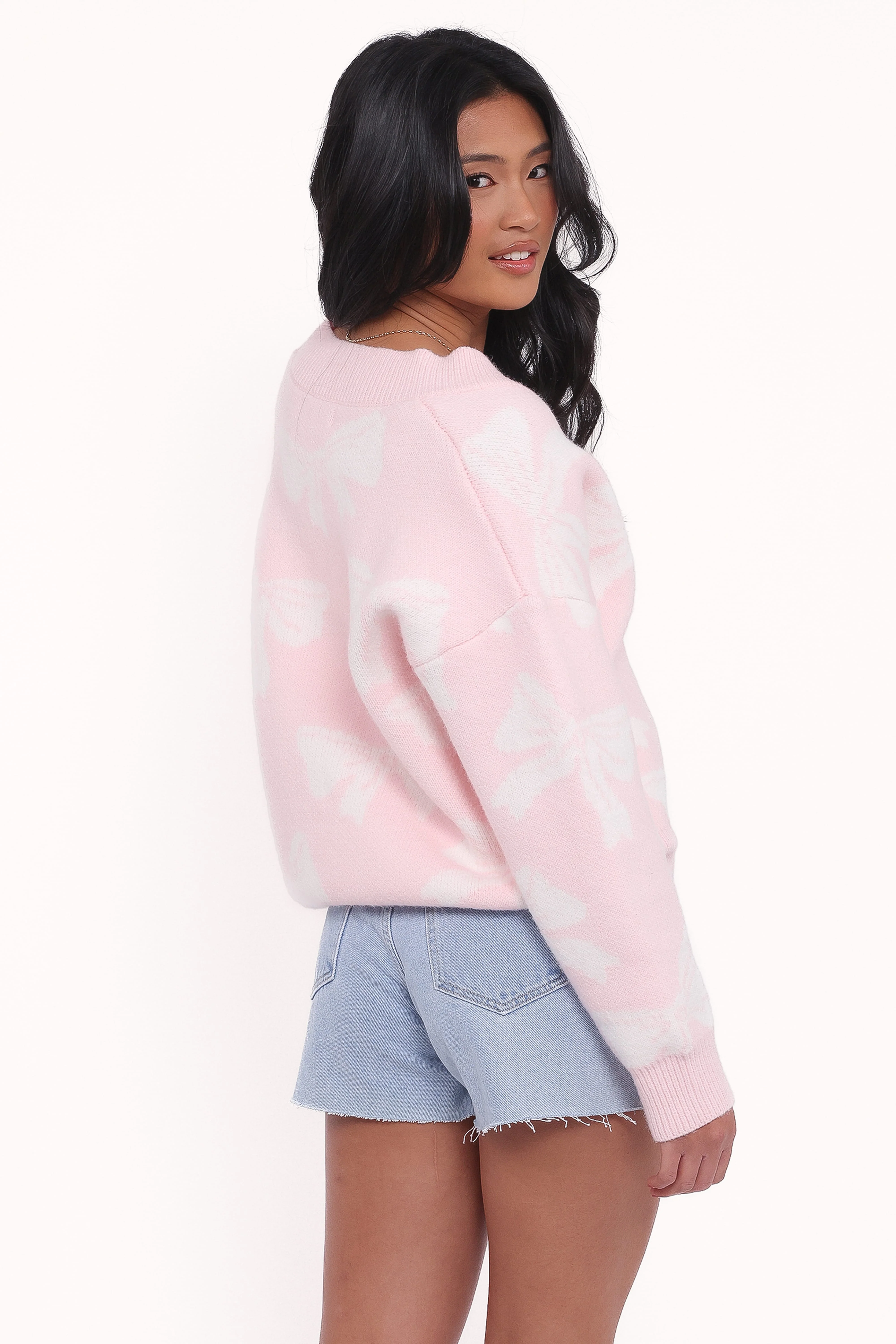 Wrenn Bow Knit Cardigan - Soft Pink - Image 5