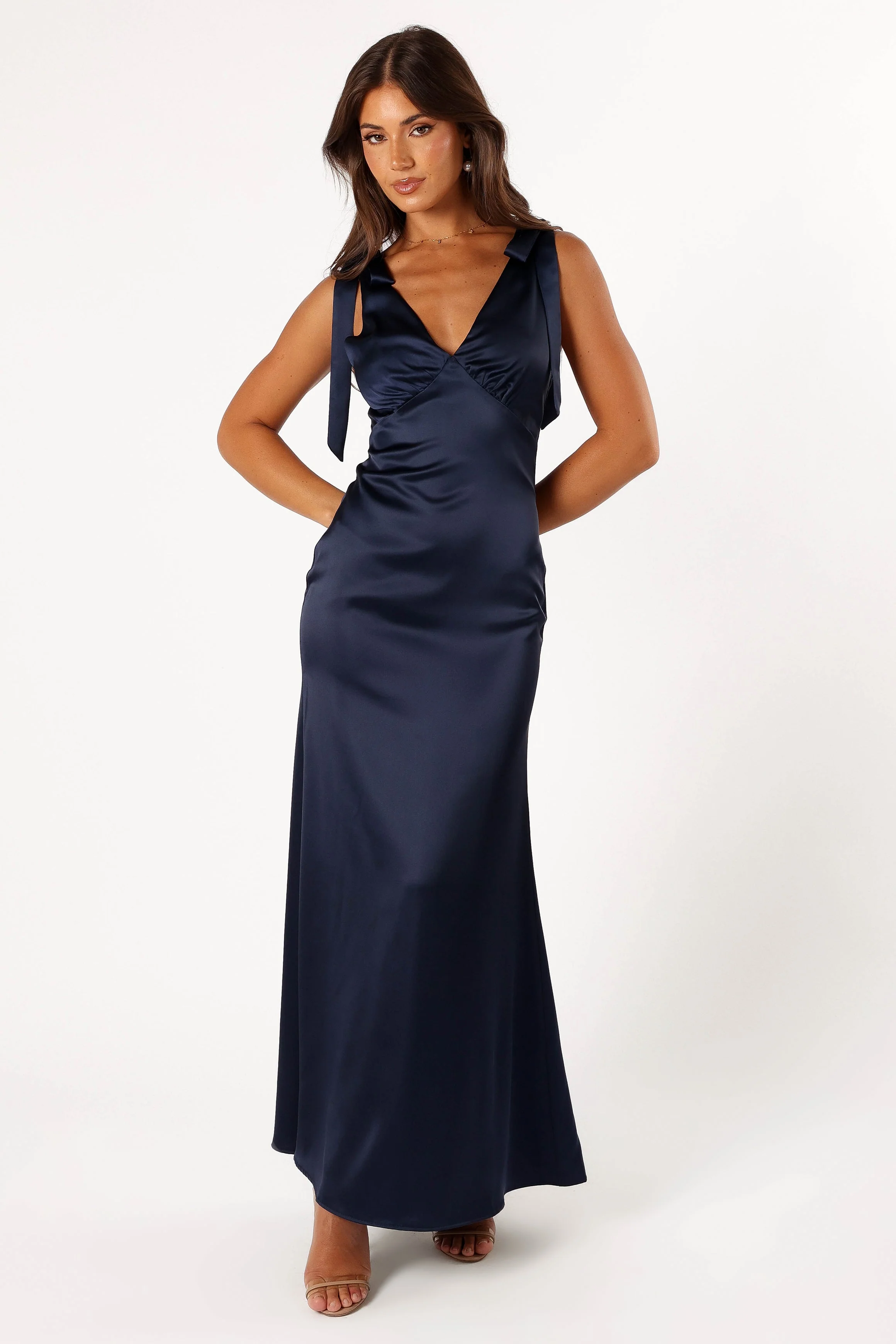 Xavier Bow Shoulder Maxi Dress - Navy - Image 3