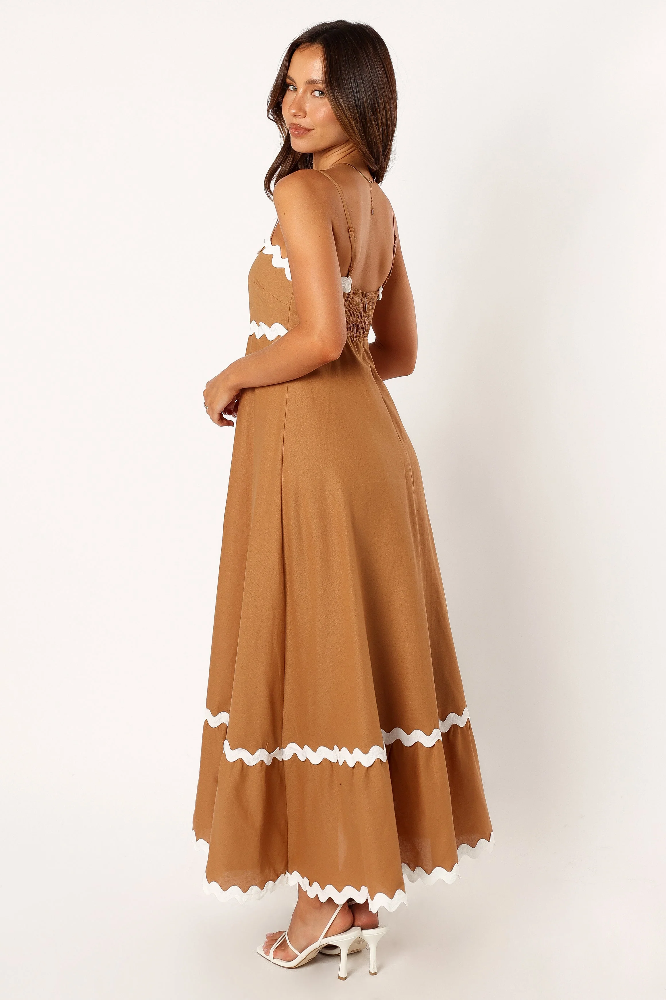 Yana Maxi Dress - Tan White - Image 4