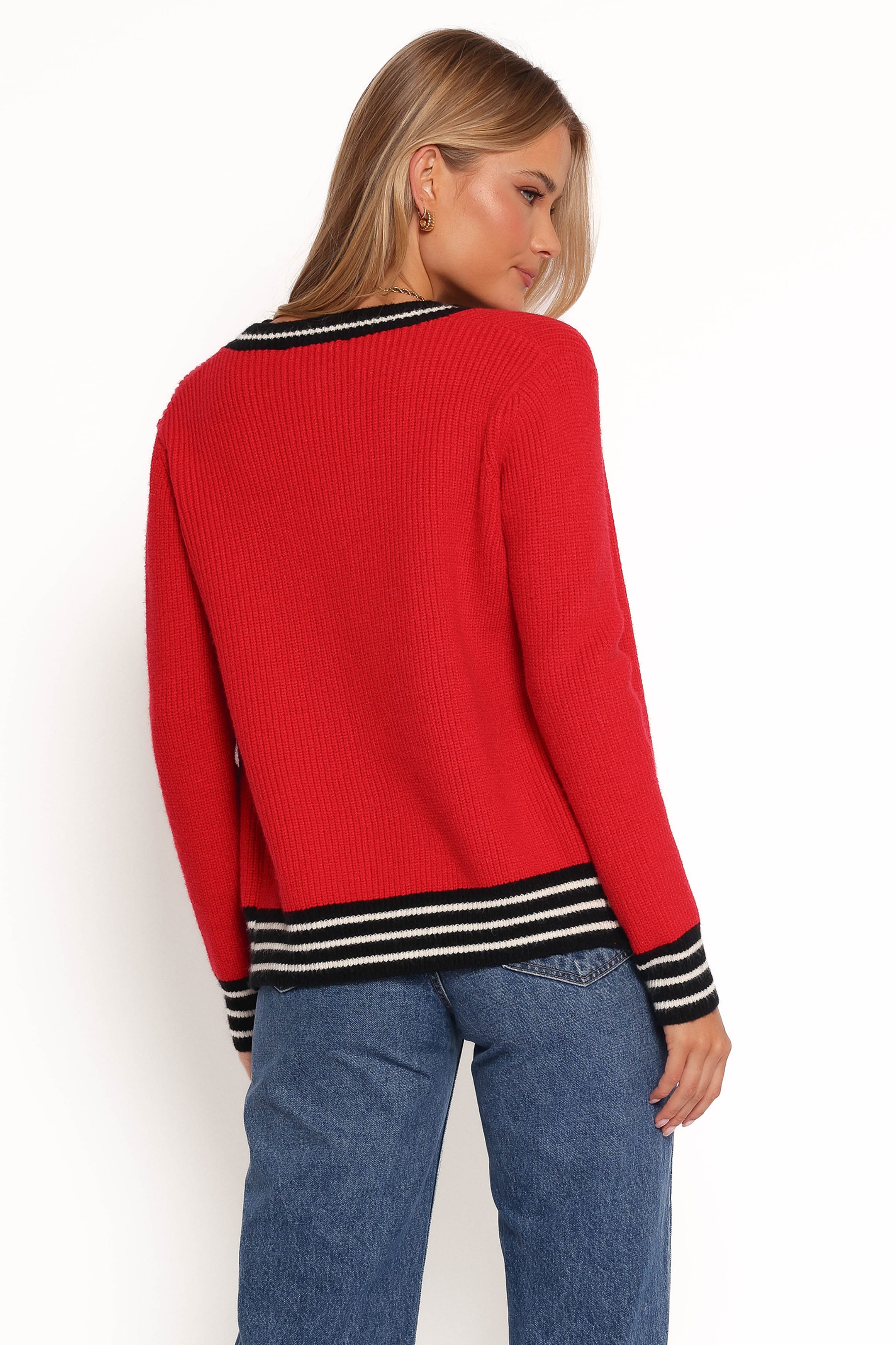 Yorkshire Contrast Hem Cardigan - Red - Image 5