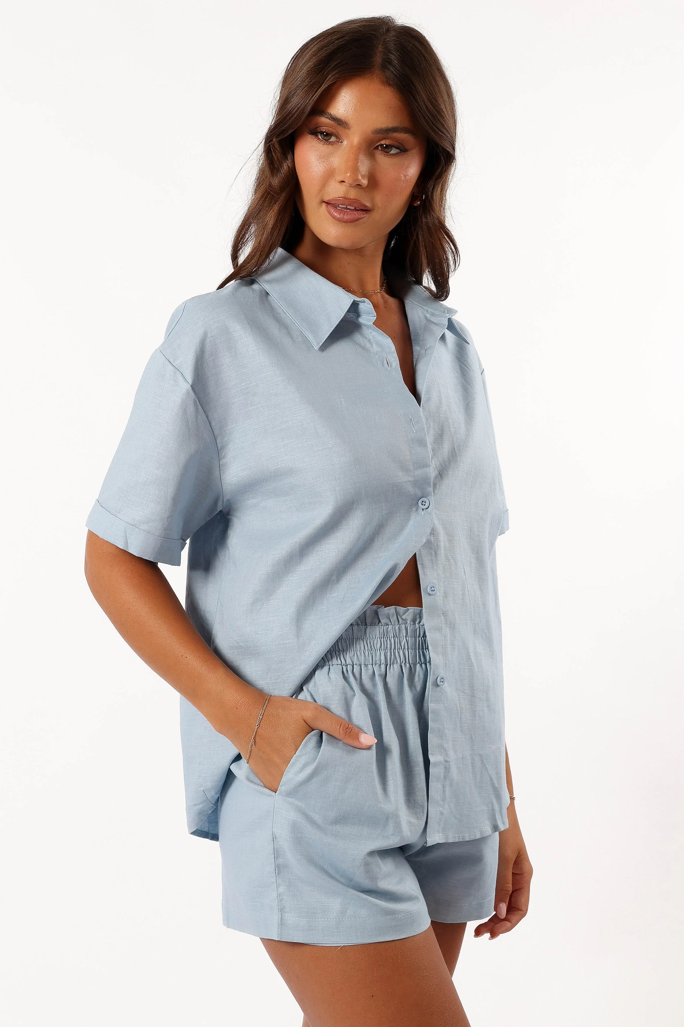 Yuma Button Down Top - Blue - Image 8
