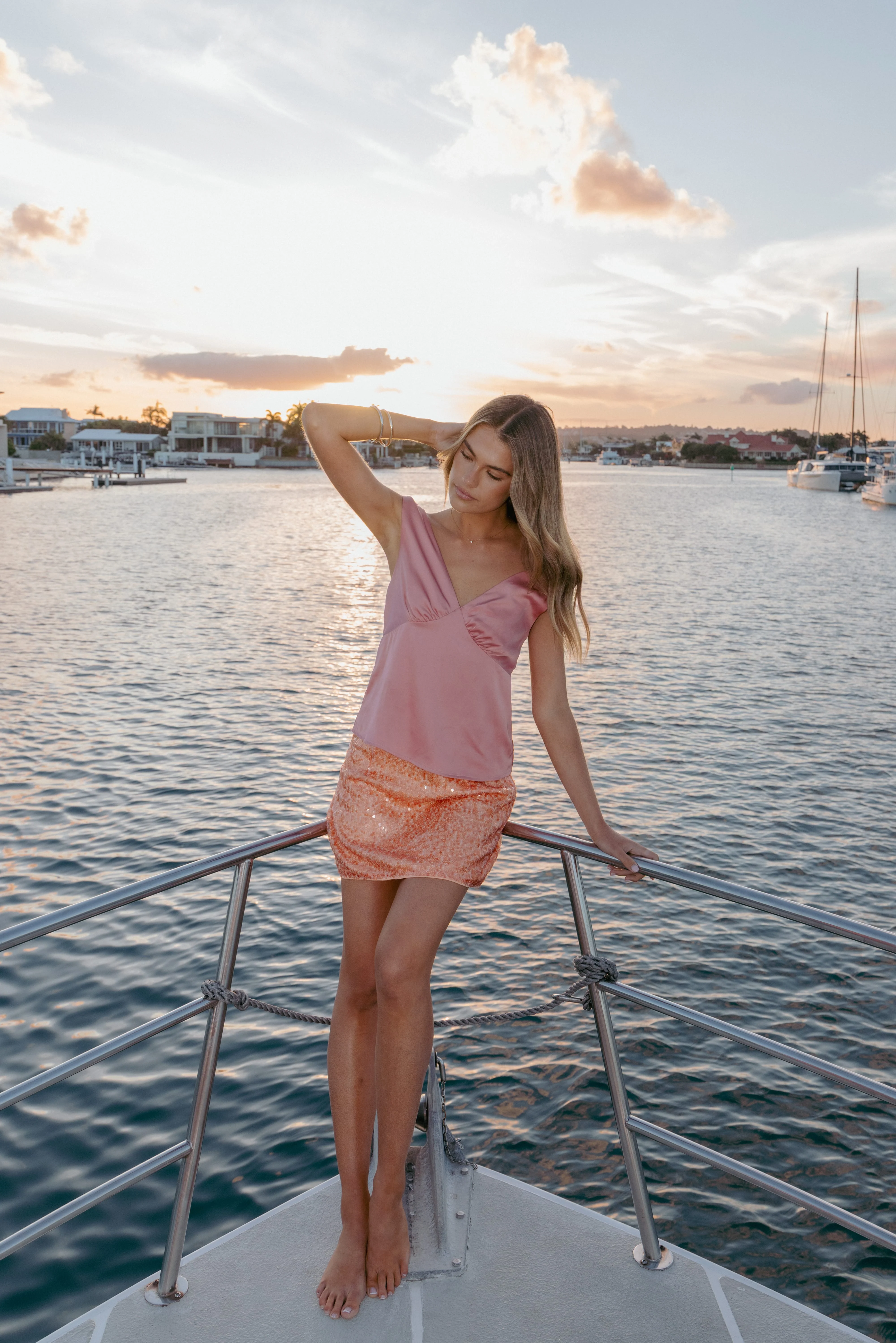 Zinnia Sequin Mini Skirt - Orange